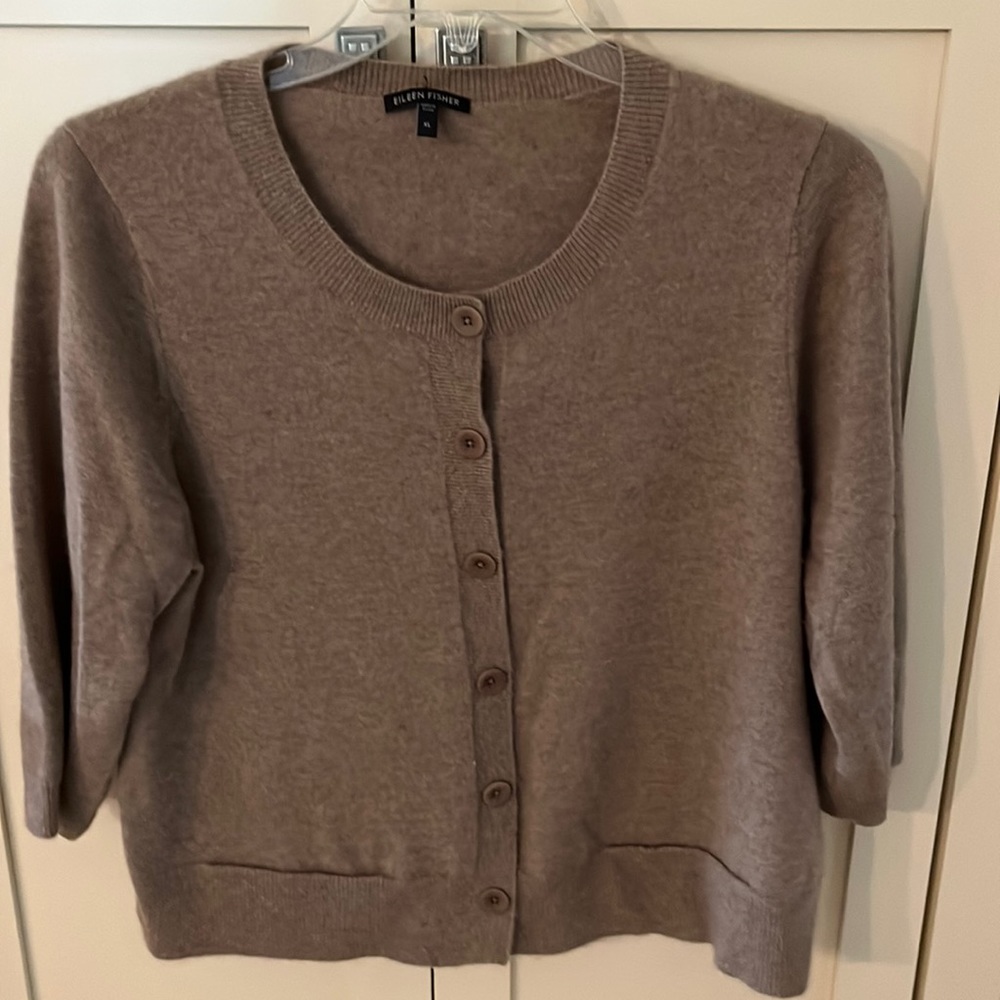 Eileen Fisher Cashmere Cardigan XL COCOA